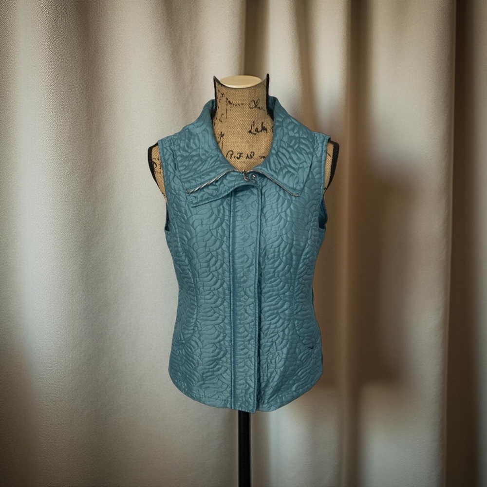 Chicos Womens Quilted Vest Size 1 (M) Teal Green Packable Puffer Jacket - Picture 5 of 10
